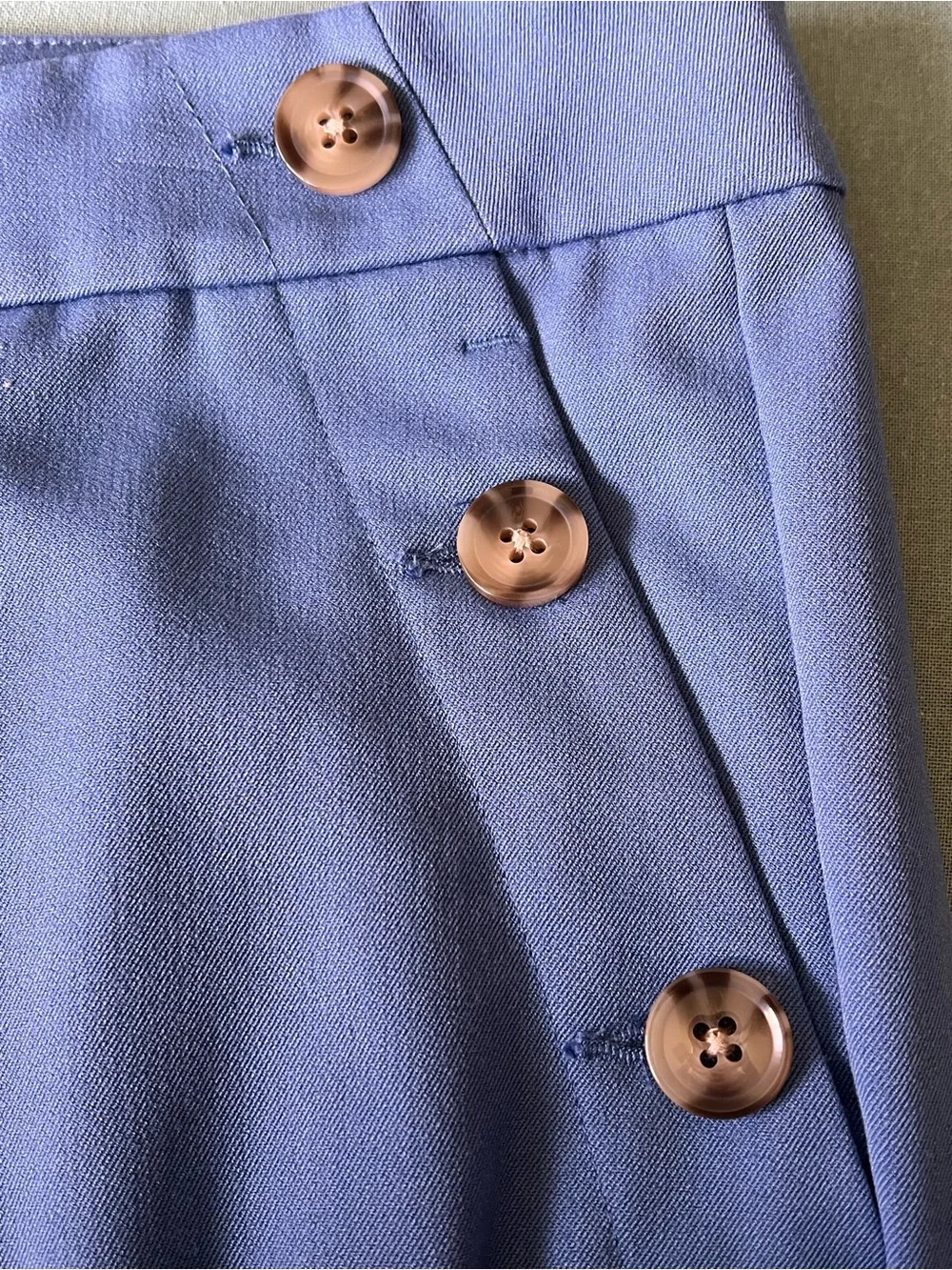 LOFT Size 10 Blue Cropped Sailor Dress Pants with Button Embellishments